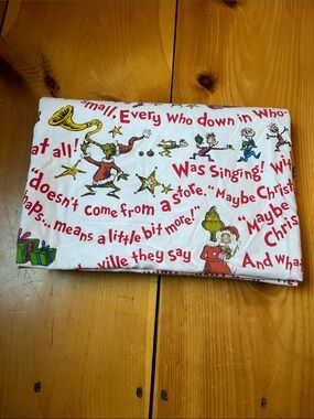 PT TEEN (Pottery Barn) *Twin* Flat Flannel Sheet Dr. Seuss Grinch Christmas Ed.